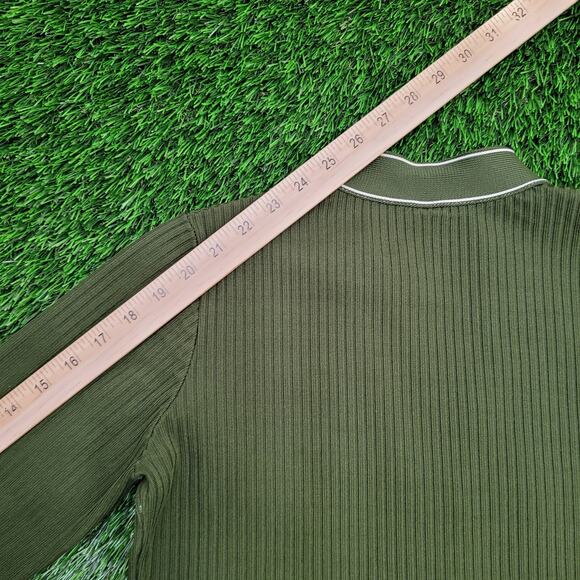 Vintage 80s MOD Cardigan Women Small 17x24 Army-Green Winter - Picture 3 of 10
